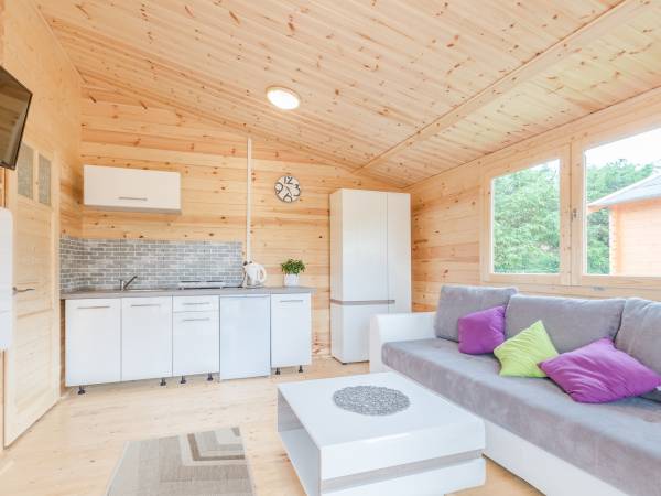 Salon z aneksem w domku małym